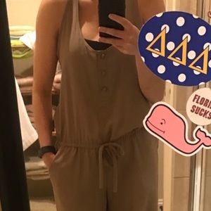 Taupe drawstring racetrack jumpsuit Sz M